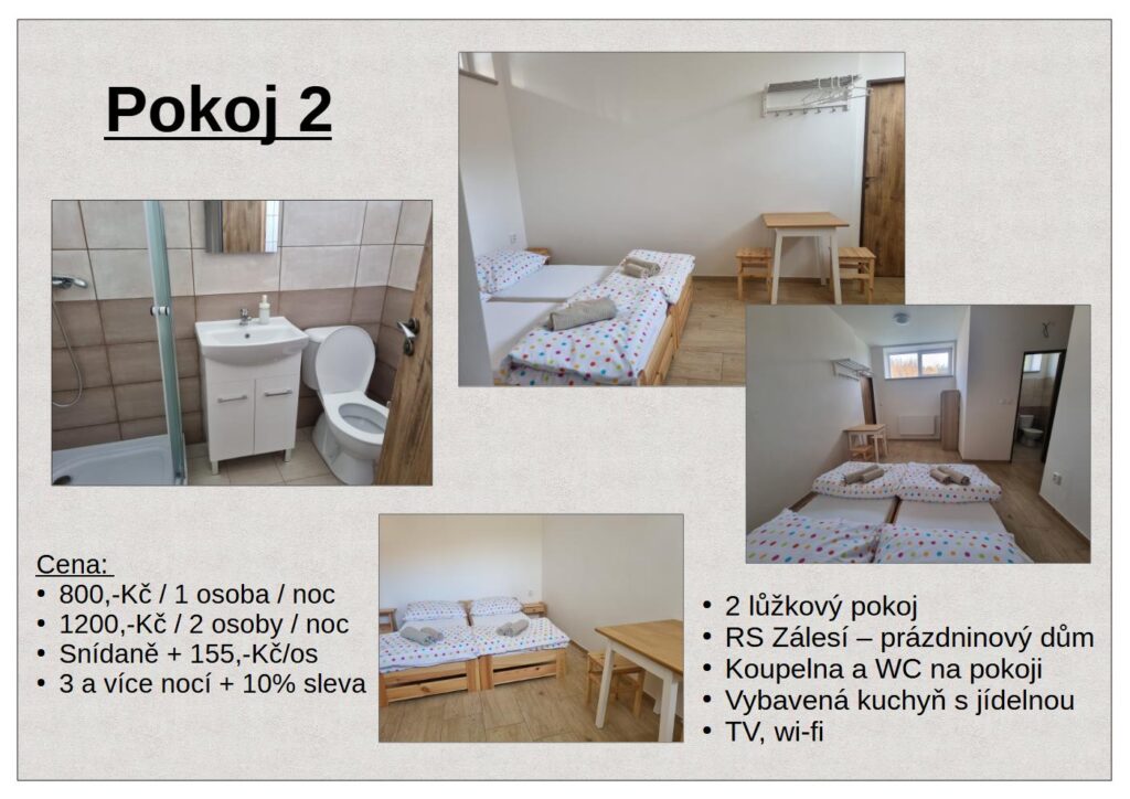 Dvojlůžkové pokoje RS Zálesí 2
