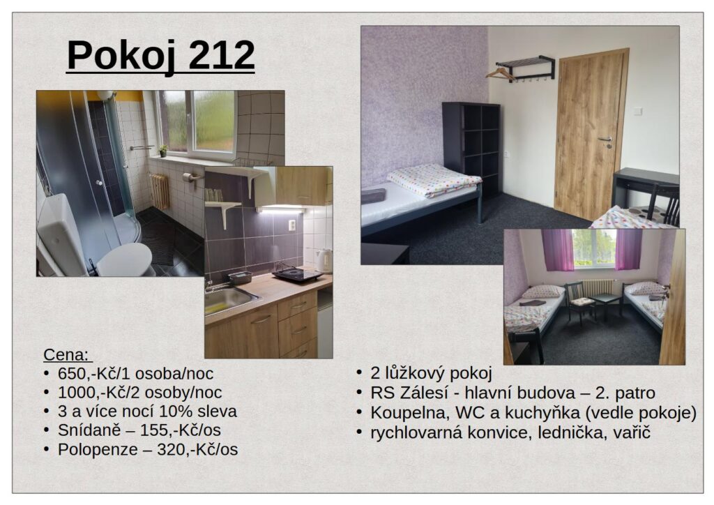 Dvojlůžkové pokoje RS Zálesí 212